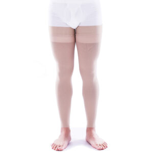 Men Thigh High Footless Compression Socks Beige