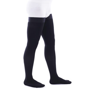 Men Thigh High Closed Toe Compression Socks Black