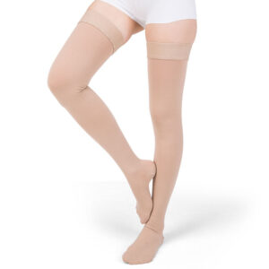 Women Thigh High Closed Toe Compression Socks Beige