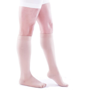 Men Knee High Closed Toe Compression Socks Beige