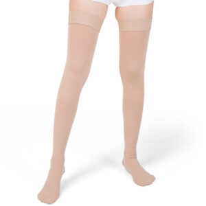 Women Thigh High Closed Toe Compression Socks Beige