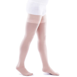 Men Thigh High Closed Toe Compression Socks Beige