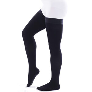 Men Thigh High Closed Toe Compression Socks Black