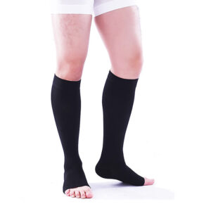 Men Knee High Open Toe Compression Socks Black
