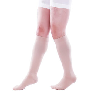 Men Knee High Closed Toe Compression Socks Beige