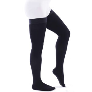 Men Thigh High Closed Toe Compression Socks Black
