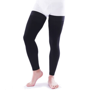 Men Thigh High Footless Compression Socks Black
