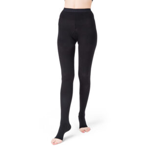 Women Open Toe Compression Pantyhose Black