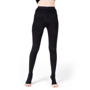 Women Open Toe Compression Pantyhose Black