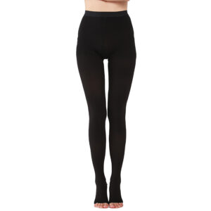 Women Open Toe Compression Pantyhose Black