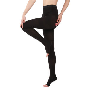 Women Open Toe Compression Pantyhose Black